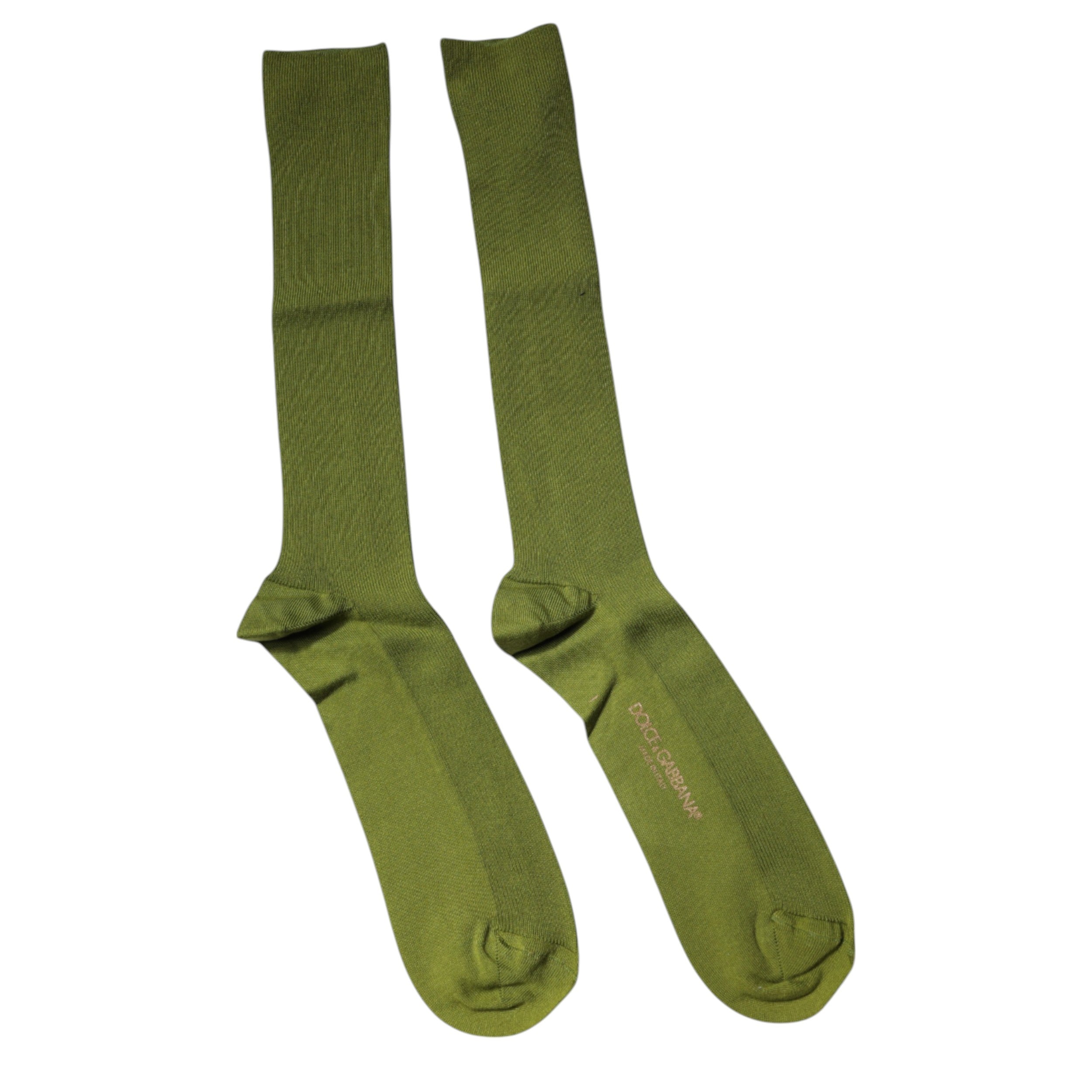 Dolce & Gabbana Green Cotton Logo Over The Calf Socks