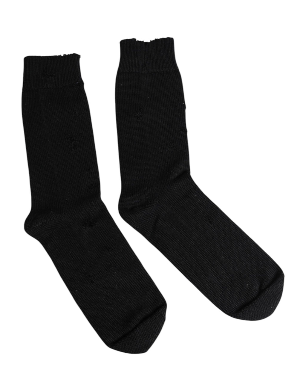 Dolce & Gabbana Black Solid Stretch Mid Calf Men Socks
