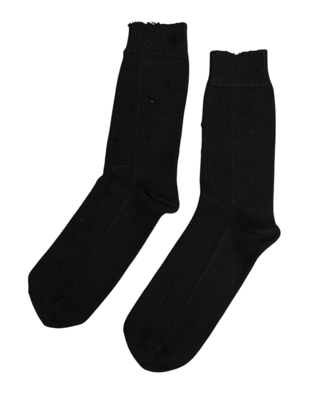 Dolce & Gabbana Black Solid Stretch Mid Calf Men Socks