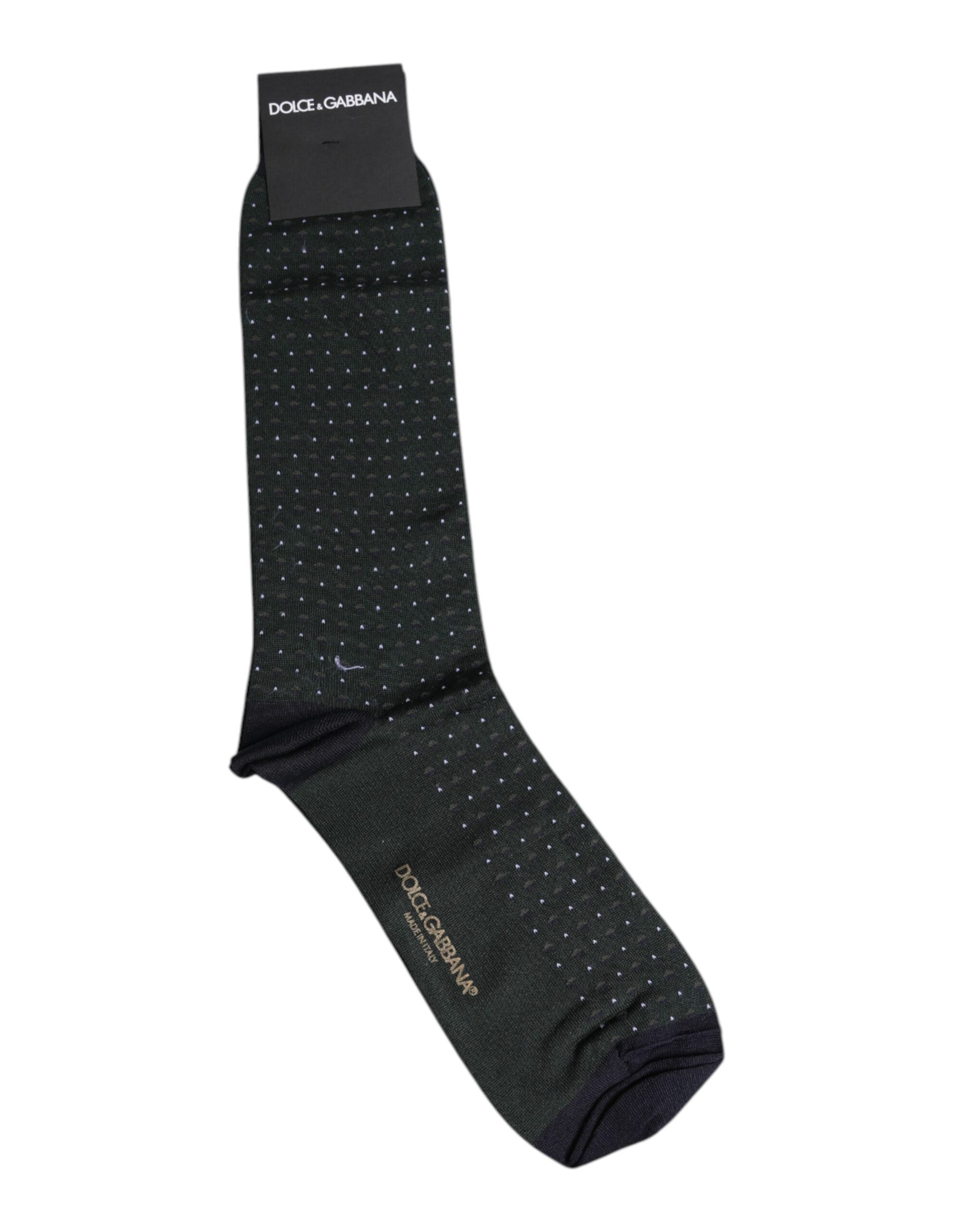 Dolce & Gabbana Black Polka Dots Cotton Mid Calf Socks