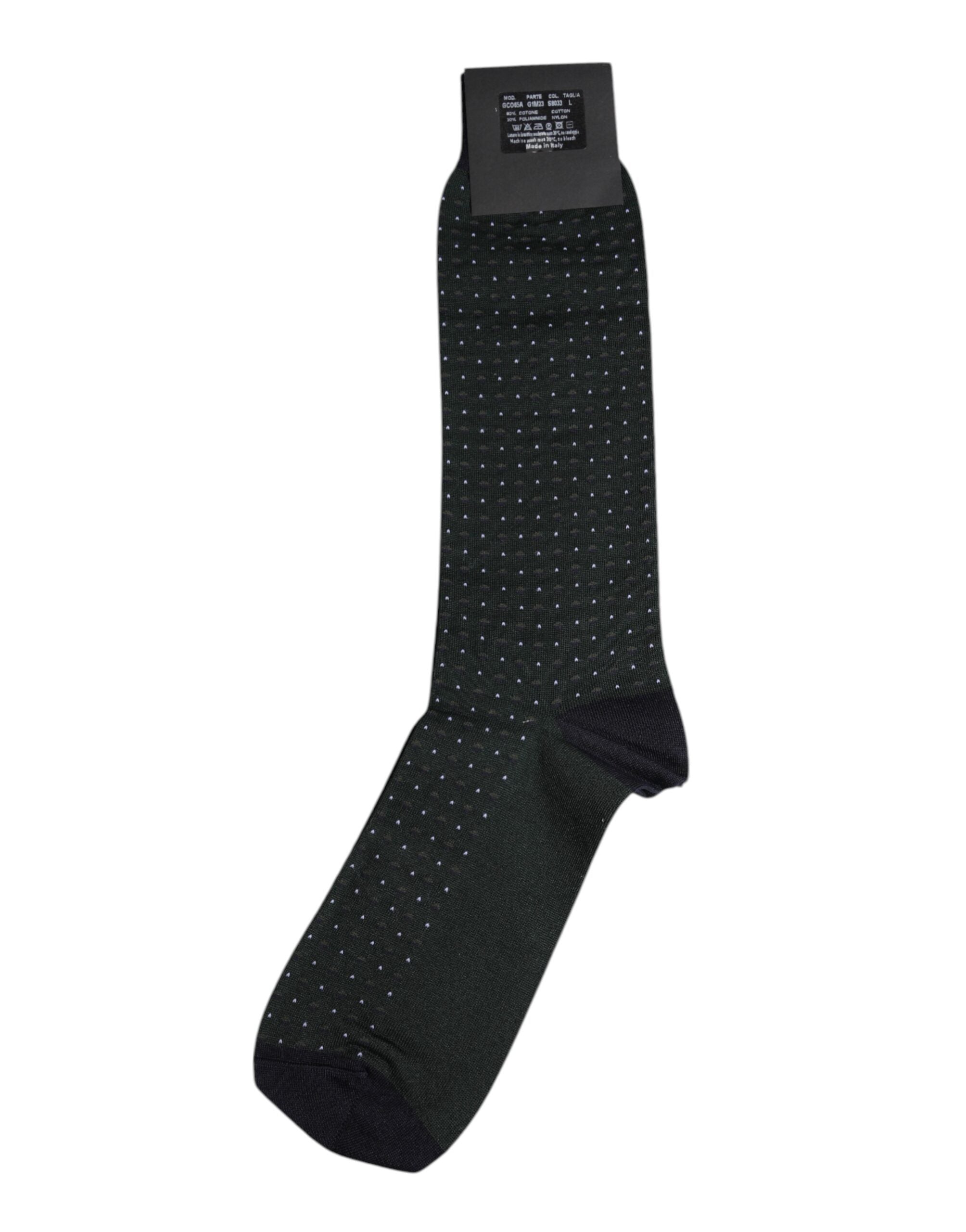 Dolce & Gabbana Black Polka Dots Cotton Mid Calf Socks