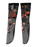 Dolce & Gabbana Black Stretch Carretto Crystal Stockings Socks