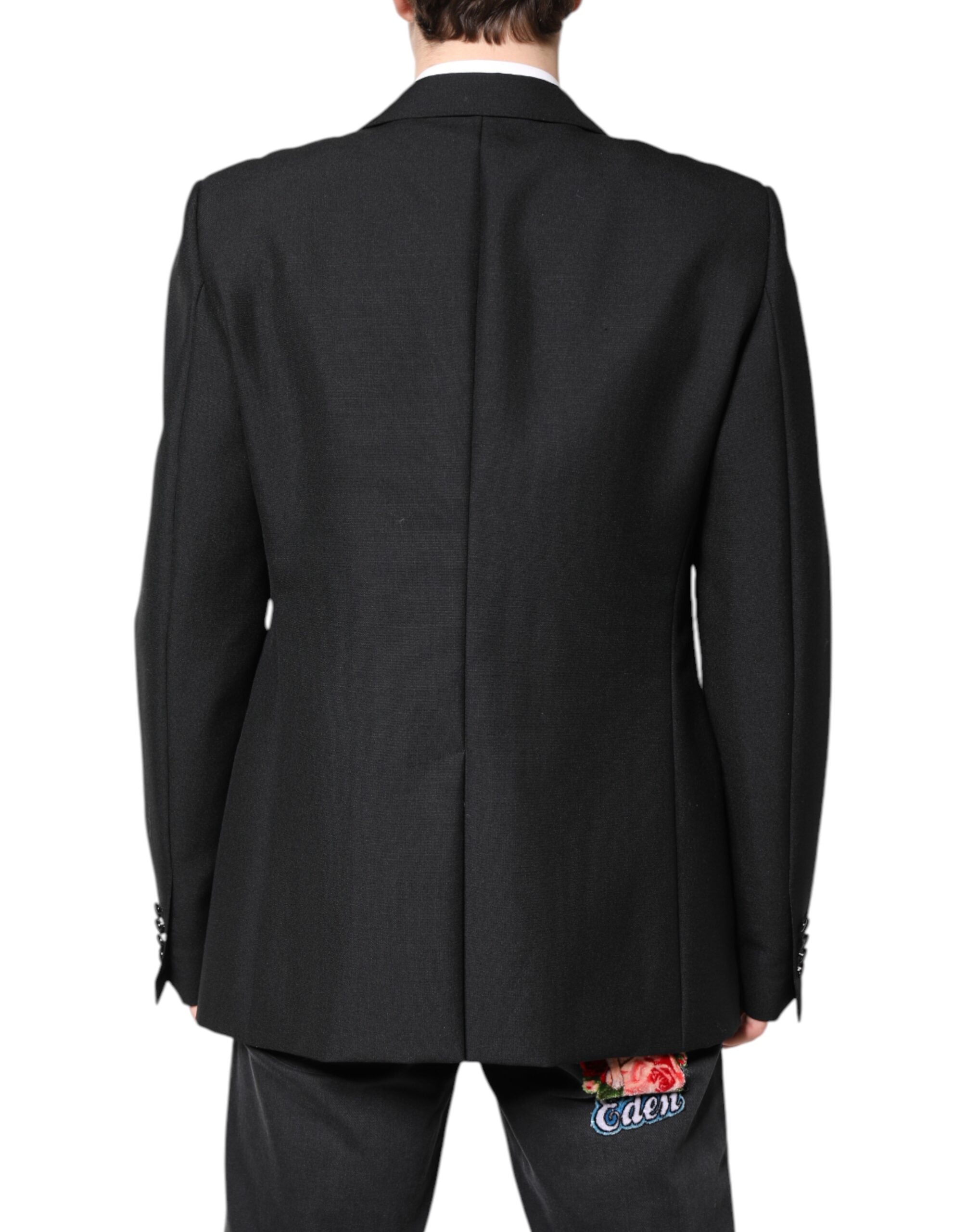 Dolce & Gabbana Black Wool Single Breasted Coat Blazer