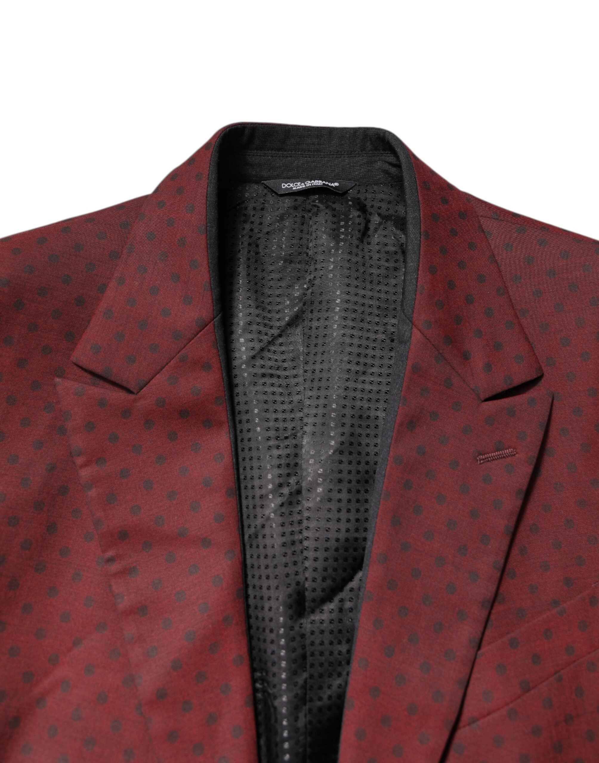 Dolce & Gabbana Maroon Wool Slim Fit Men Coat Jacket Blazer