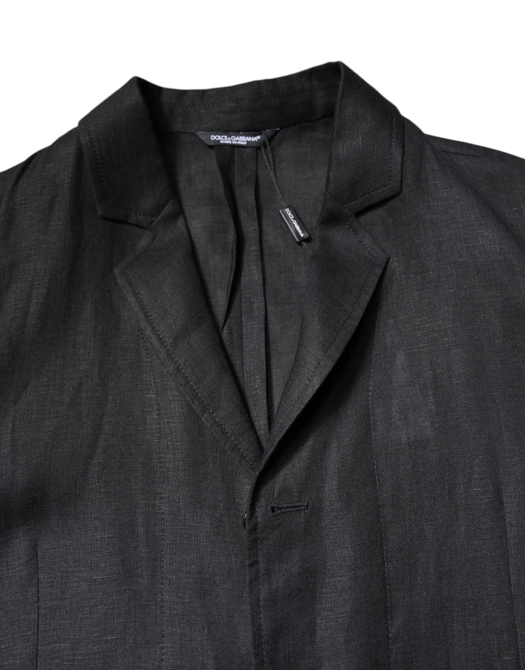 Dolce & Gabbana Black Linen Single Breasted Men Coat Blazer