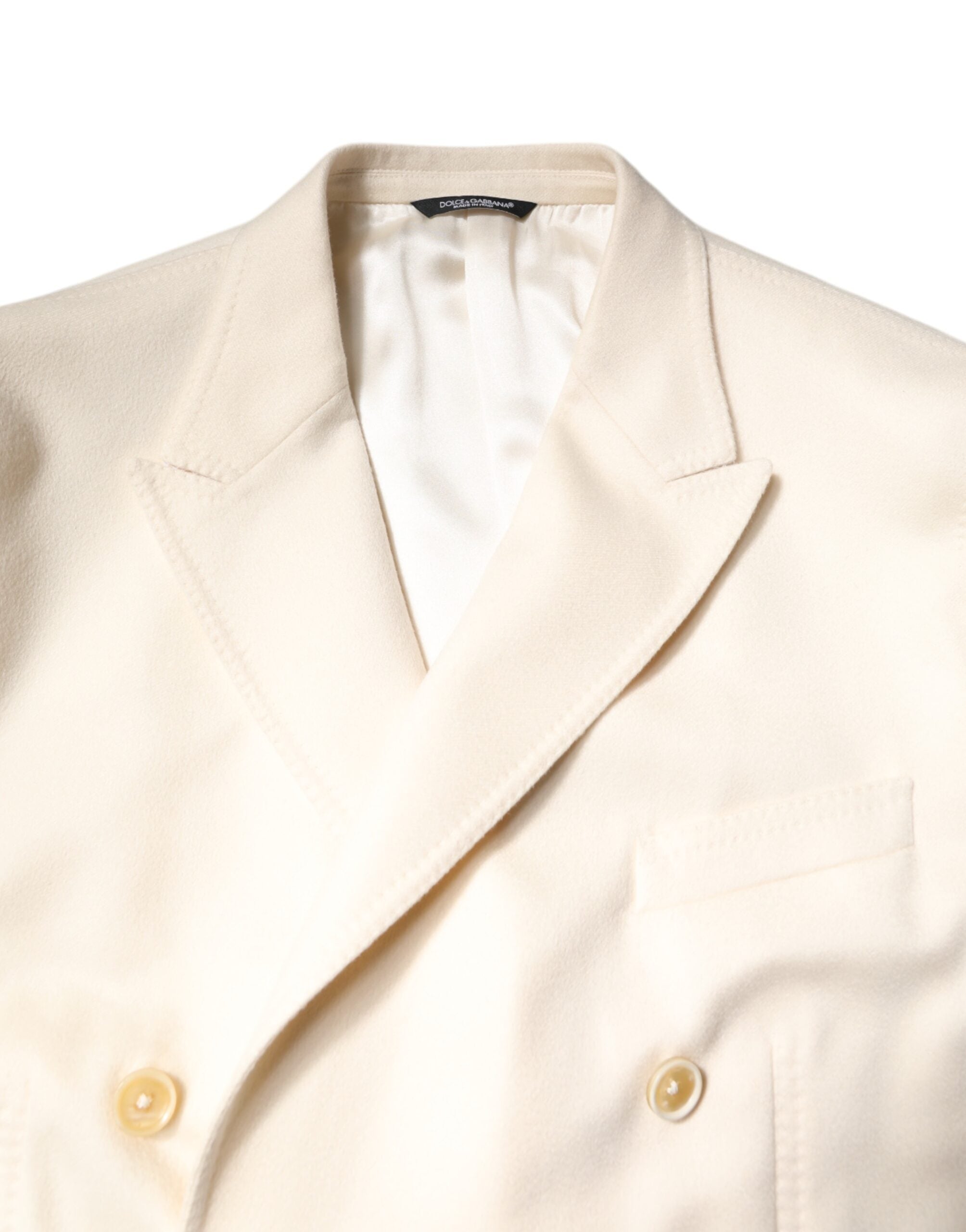 Dolce & Gabbana Beige Cashmere Double Breasted Coat Blazer