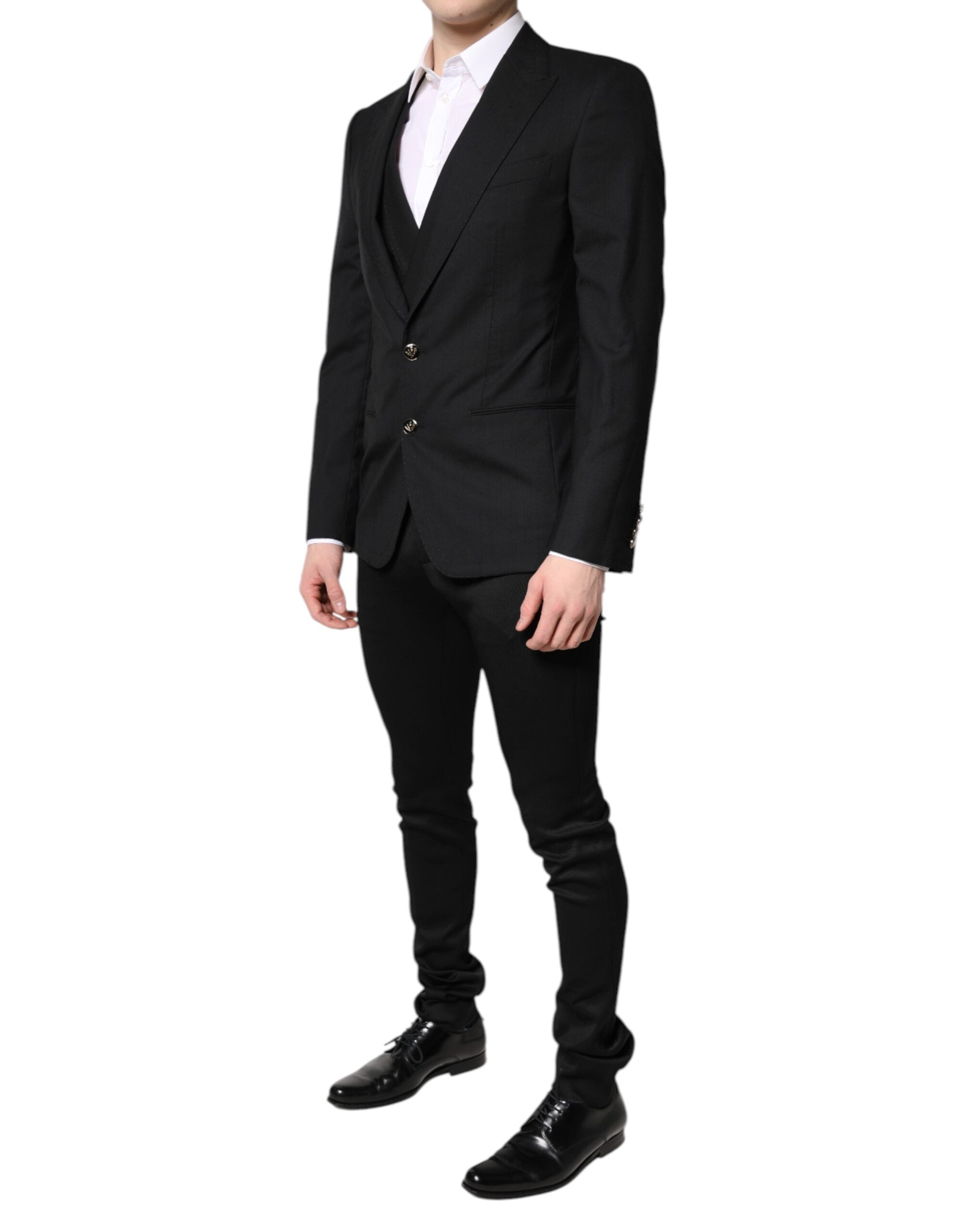 Dolce & Gabbana Black Single Breasted Formal 3 Piece Suit