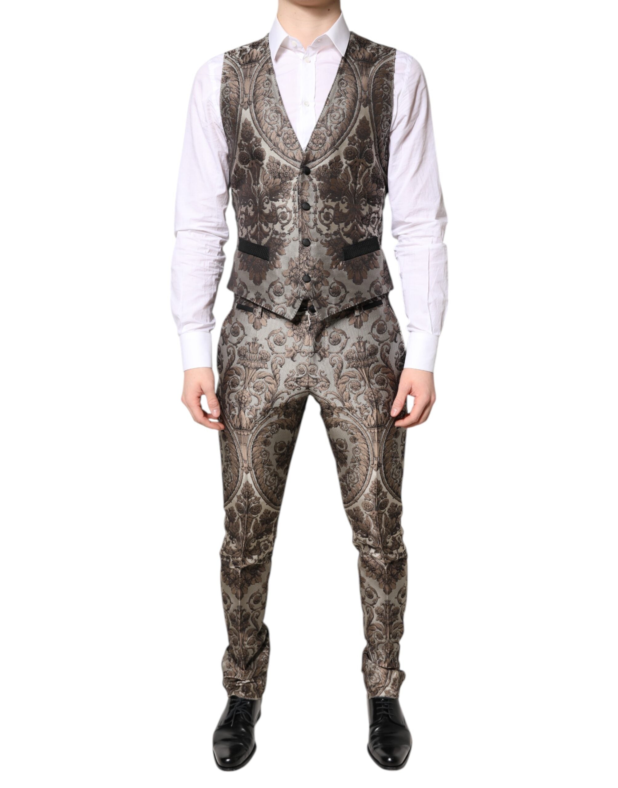 Dolce & Gabbana Multicolor Jacquard Single Breasted 3 Piece Suit