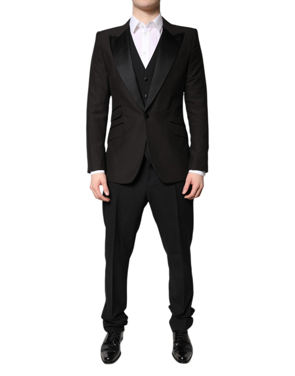 Dolce & Gabbana Black Single Breasted Formal 3 Piece Suit