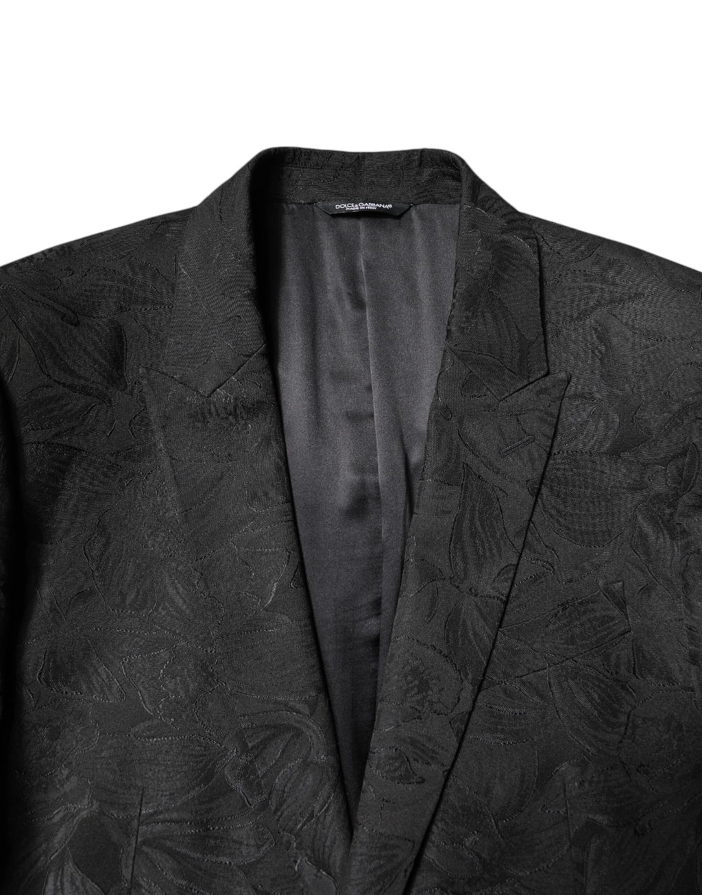 Dolce & Gabbana Black Polyester Floral Jacquard 2 Piece Suit