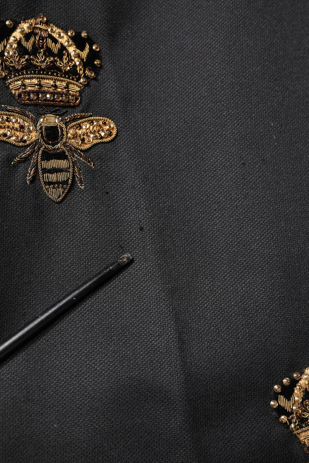 Dolce & Gabbana Black Bee Crown Embroidery 2 Piece Suit
