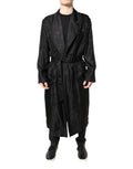 Dolce & Gabbana Black Silk DG Logo Men Wrap Robe Coat Jacket