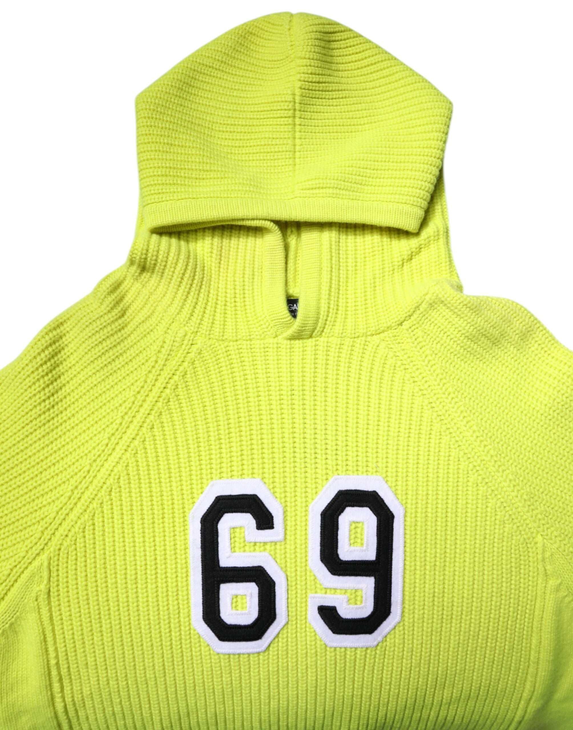 Dolce & Gabbana Green 69 Knit Hooded Men Pullover Sweater