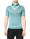 Dolce & Gabbana Green Printed Collared Short Sleeve T-shirt