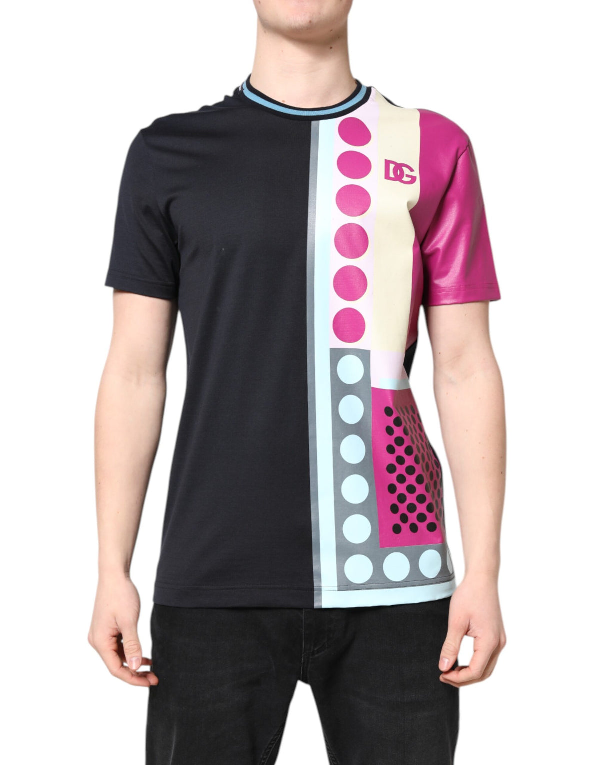 Dolce & Gabbana Multicolor Printed Logo Short Sleeve T-shirt