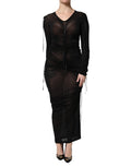 Vestido largo de vaina ceñido Dolce & Gabbana negro con ribete de malla