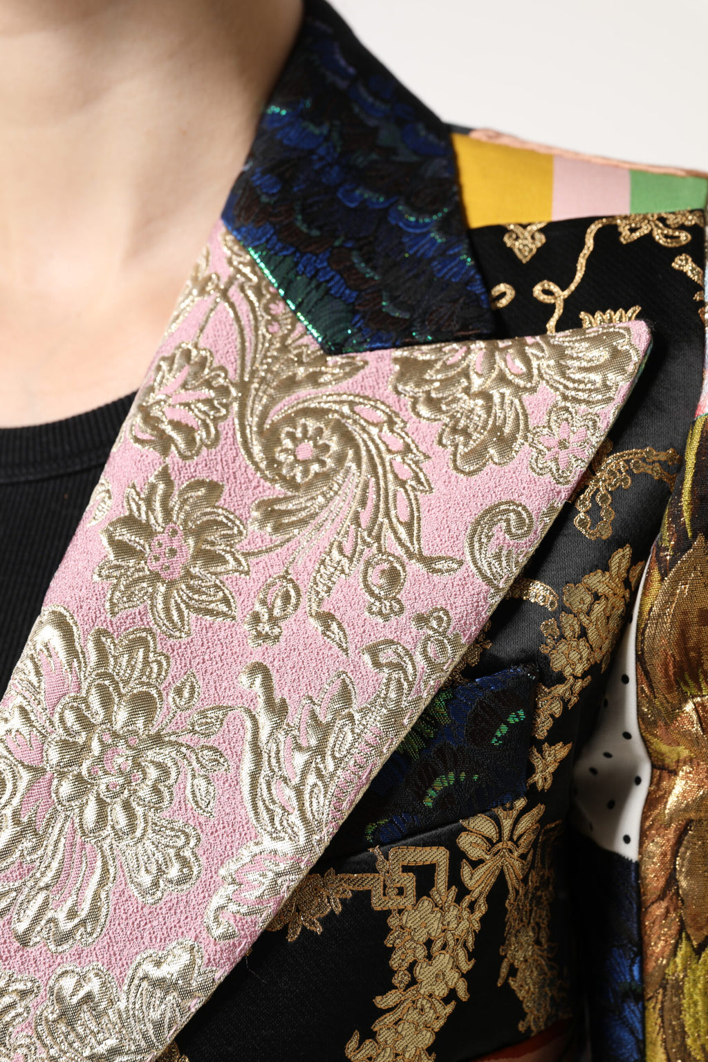 Dolce & Gabbana Multicolor Floral Patchwork Jacquard Jacket