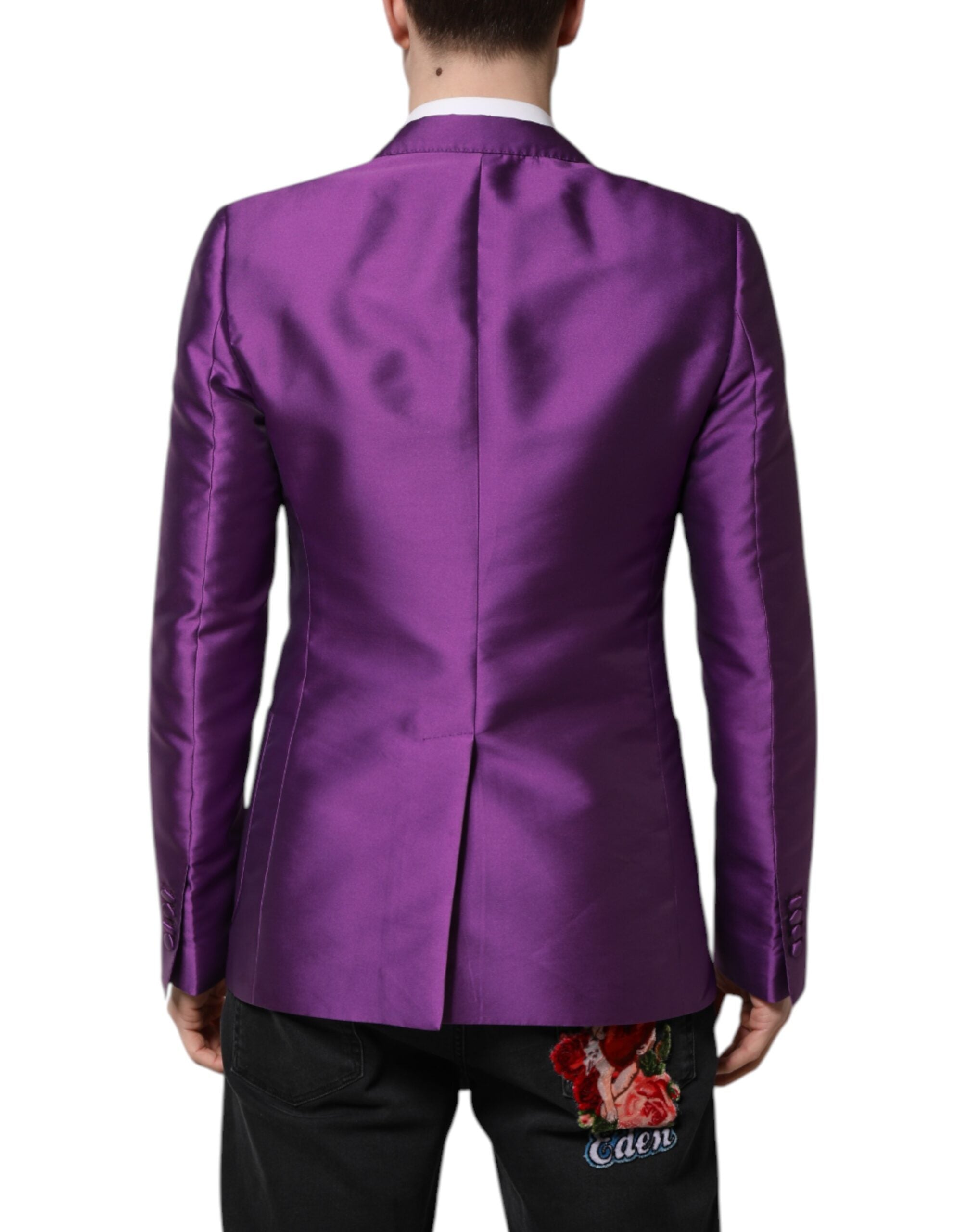 Dolce & Gabbana Purple Double Breasted Men Suit Coat Blazer