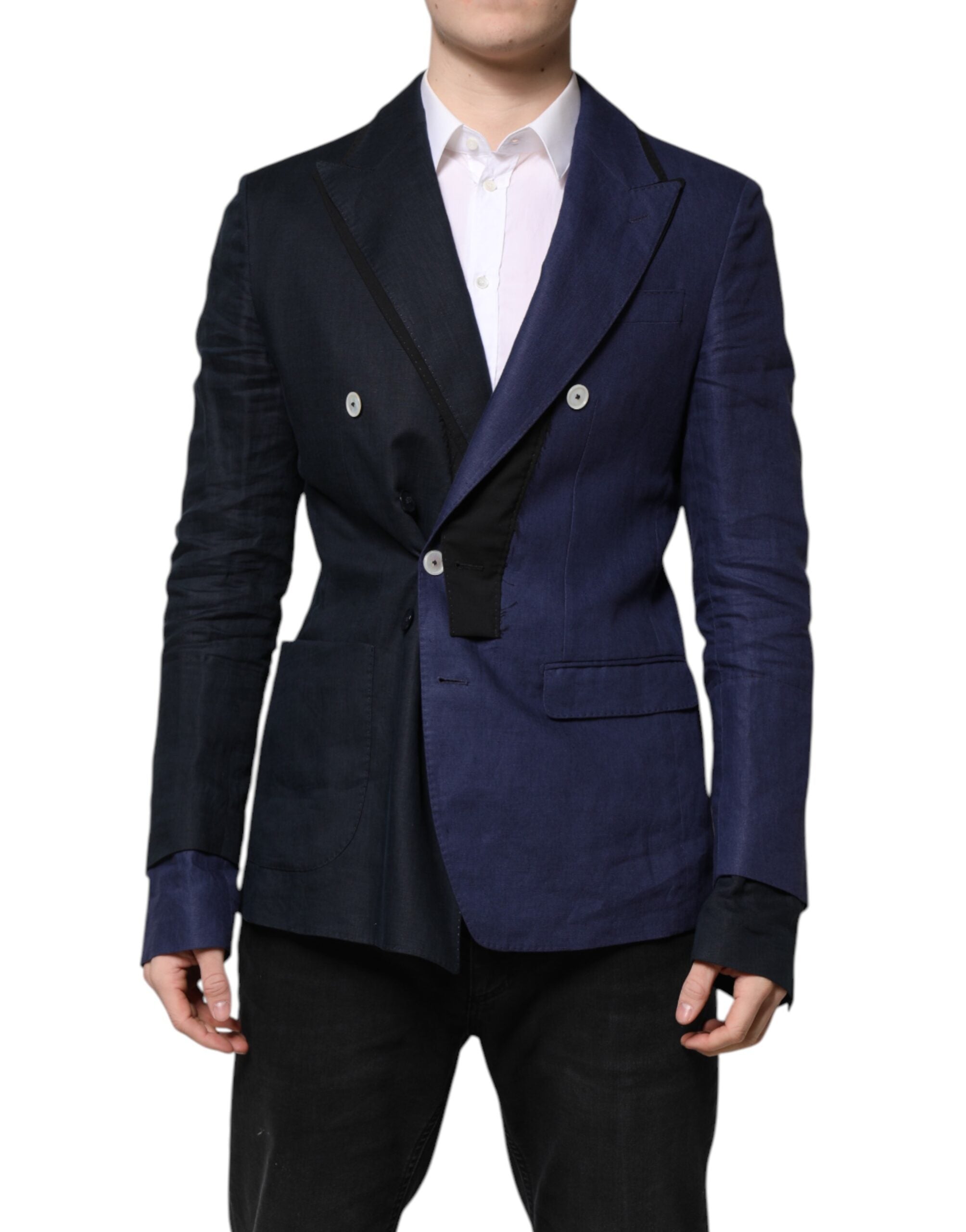 Dolce & Gabbana Navy Blue Double Breasted Suit Coat Blazer
