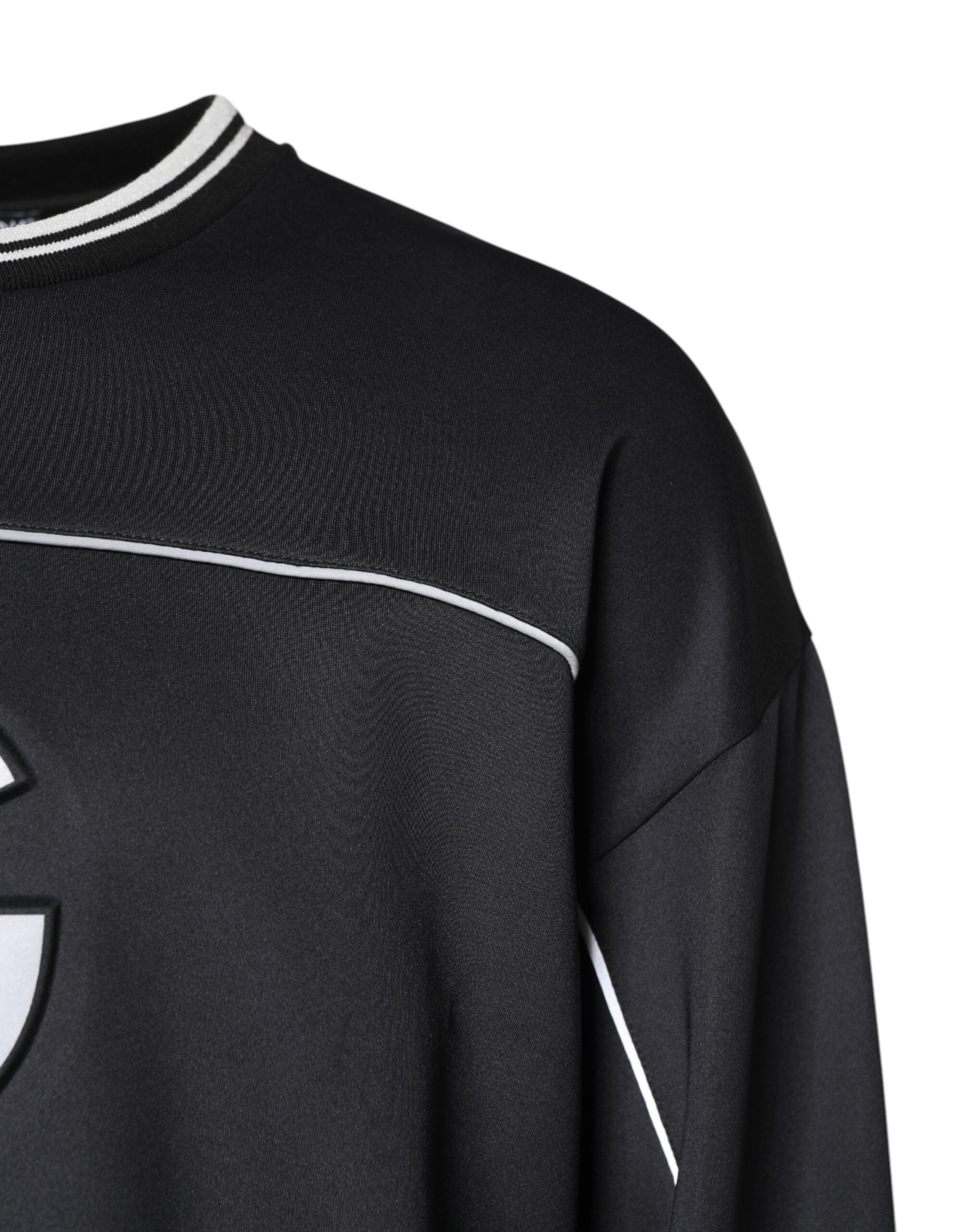 Dolce & Gabbana Black Logo Polyester Crew Neck Men Pullover Sweater