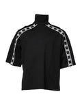 Camiseta de cuello alto de algodón negro con estampado DG de Dolce & Gabbana