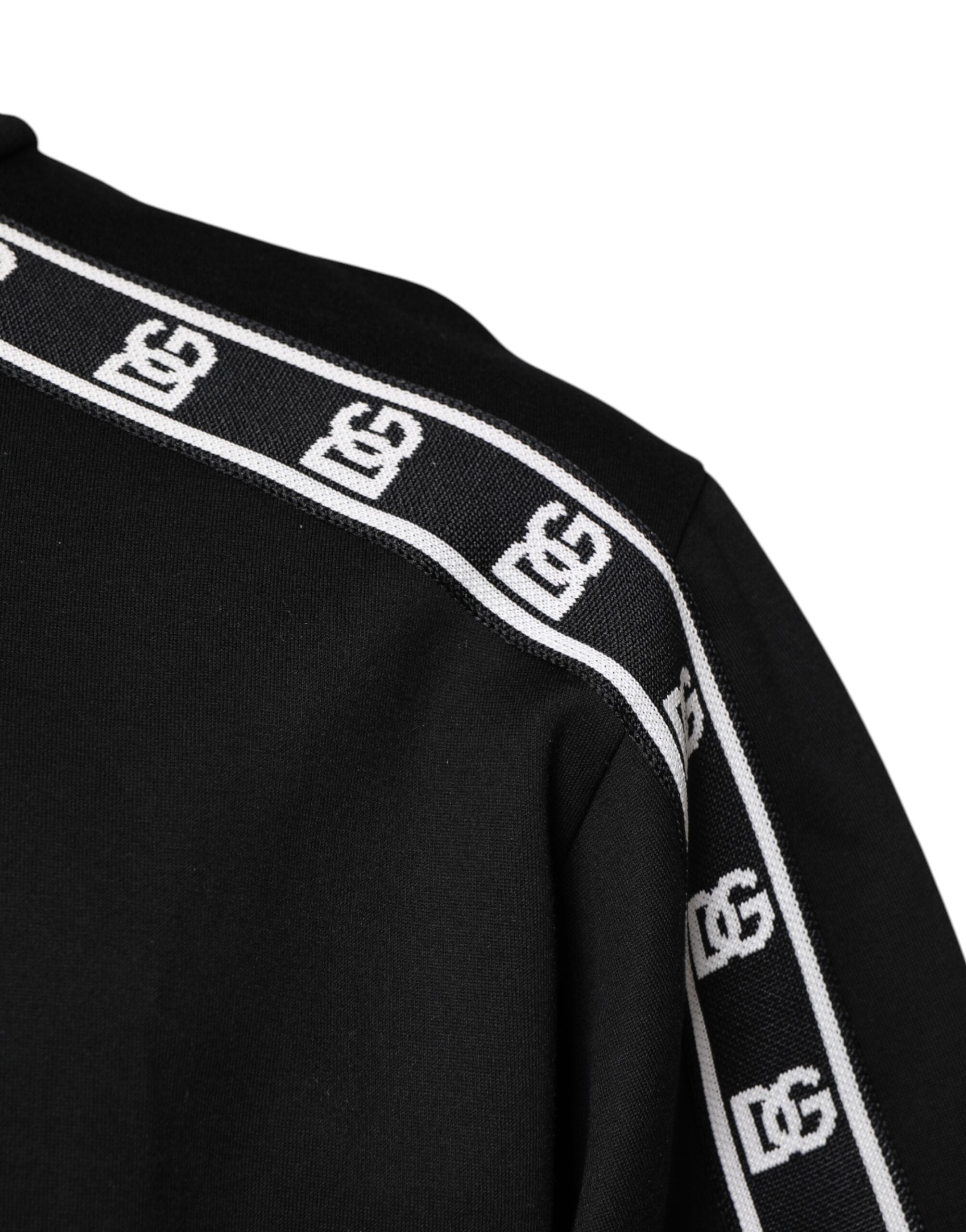 Camiseta de cuello alto de algodón negro con estampado DG de Dolce & Gabbana
