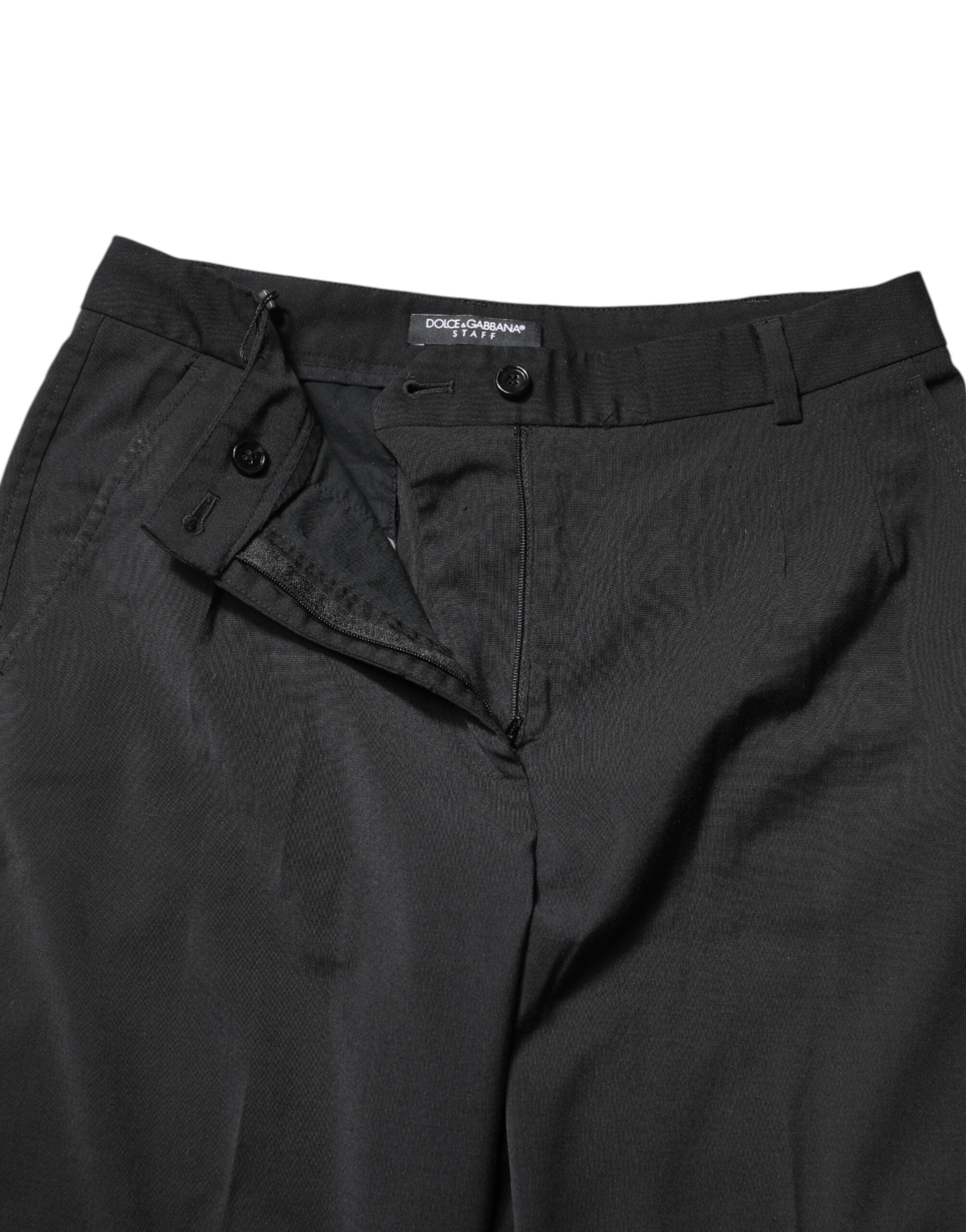 Dolce & Gabbana Black Polyester High Waist Slim Pants
