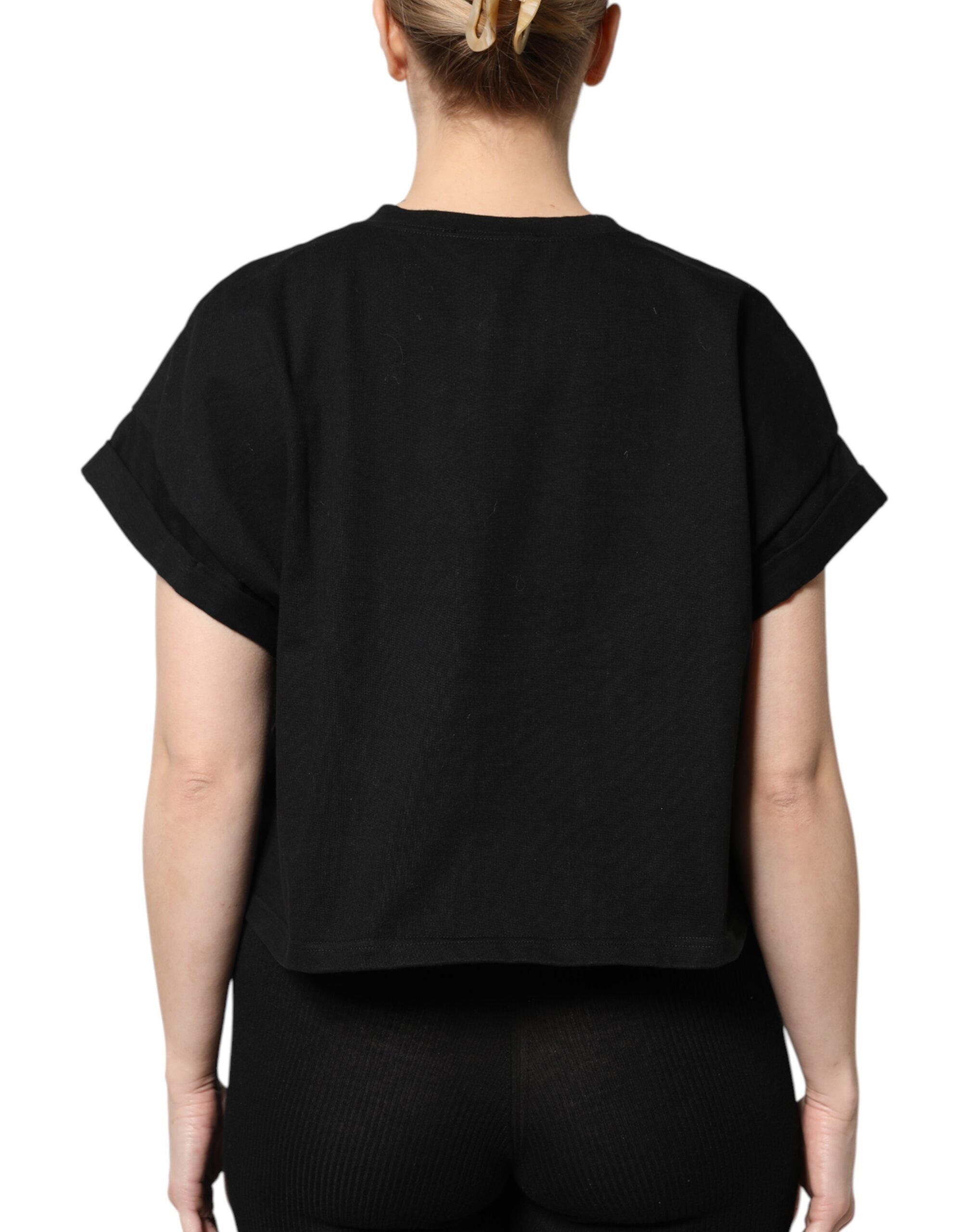 Camiseta Dolce & Gabbana de Algodón Negro con Estampado y Manga Corta