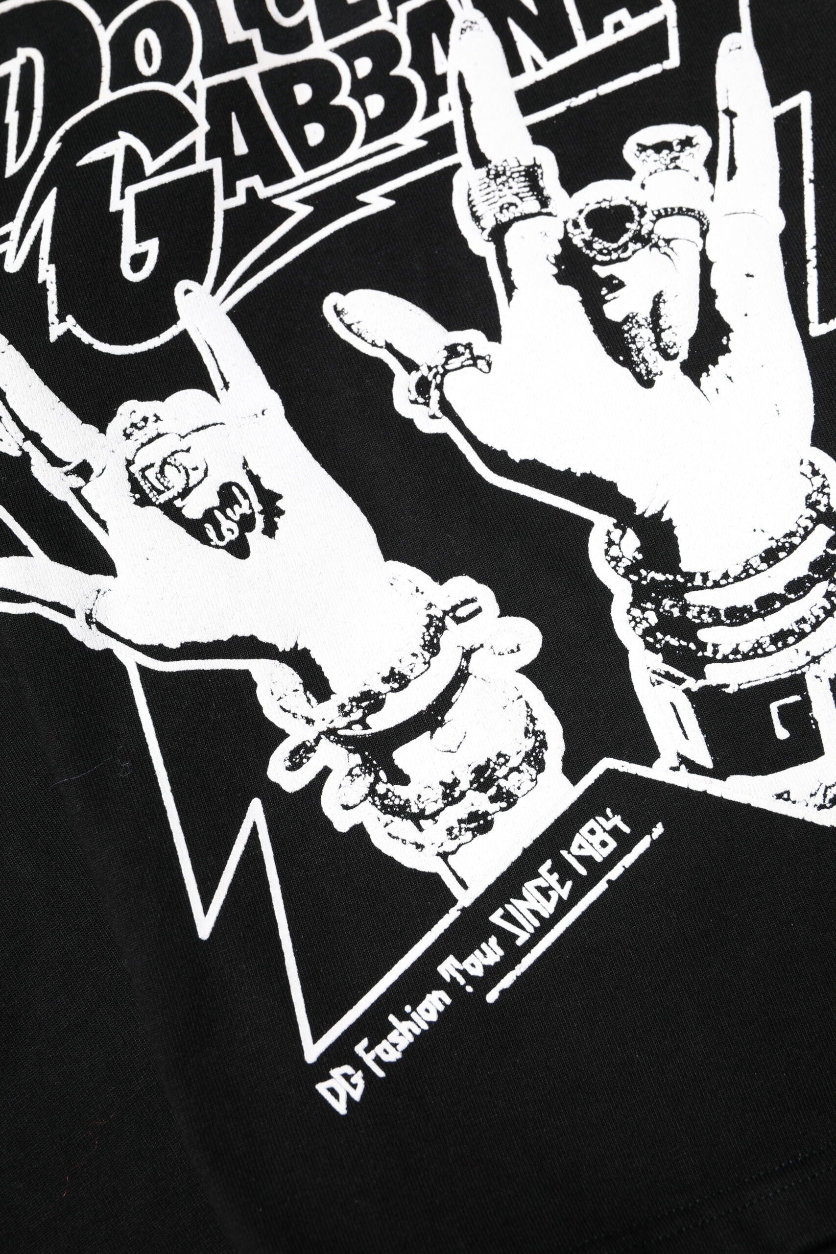 Camiseta Dolce & Gabbana de Algodón Negro con Estampado y Manga Corta