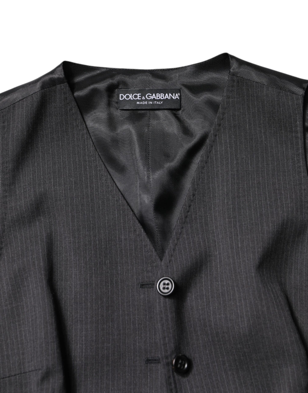 Dolce & Gabbana Black Striped Button Down Sleeveless Vest Top