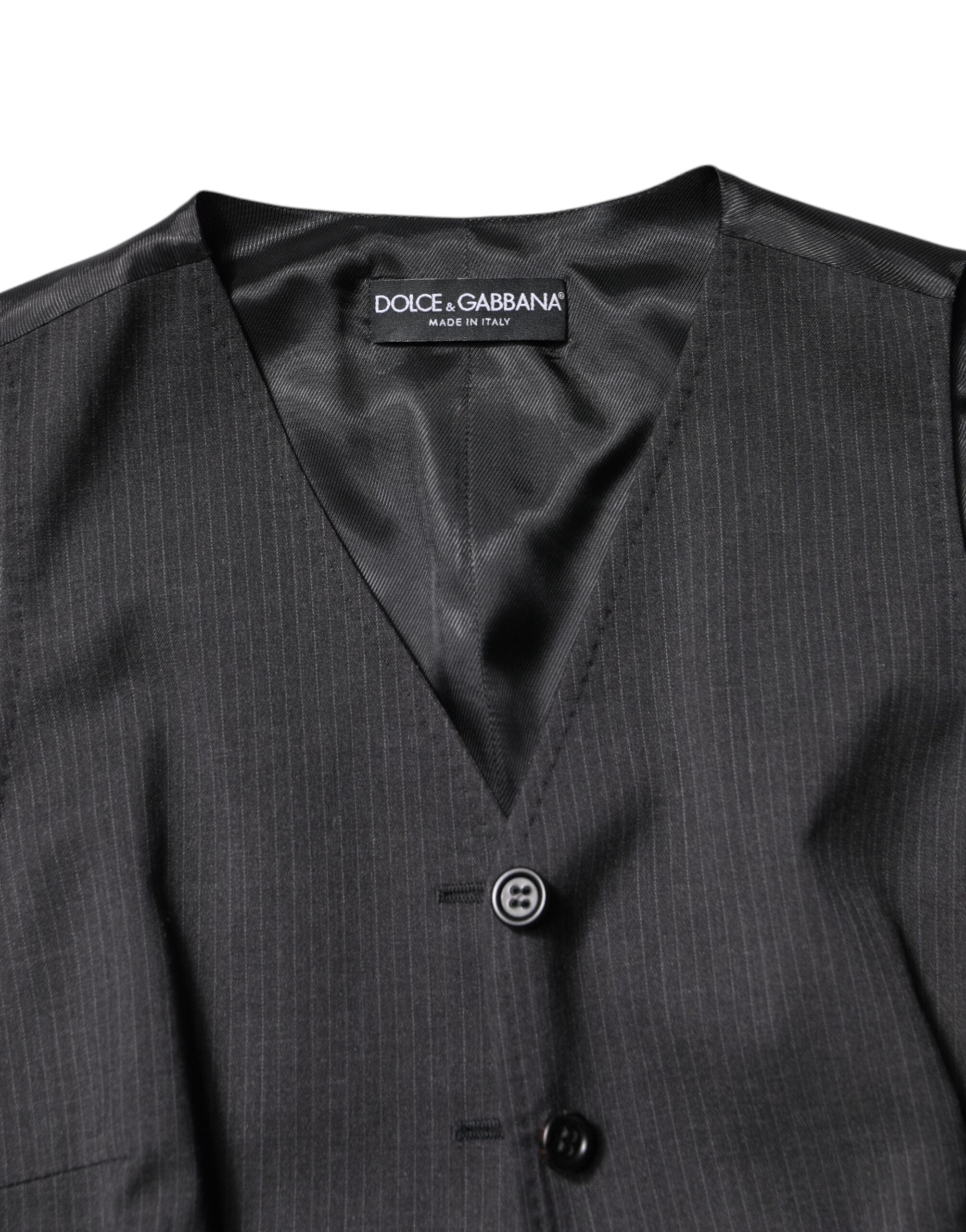 Dolce & Gabbana Black Striped Button Down Sleeveless Vest Top