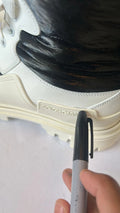 Botas Dolce & Gabbana blancas acolchadas a media pantorrilla con cordones