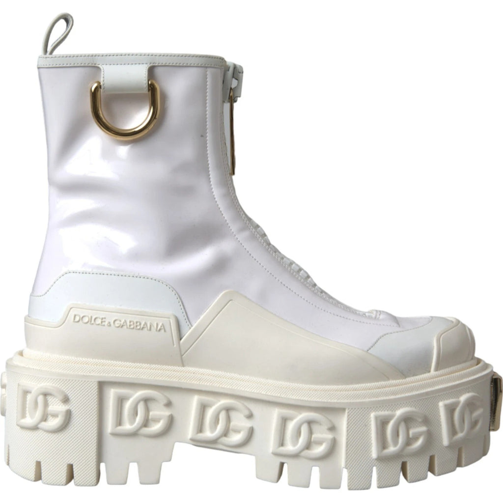 Botines Dolce & Gabbana de piel blanca con logo de goma