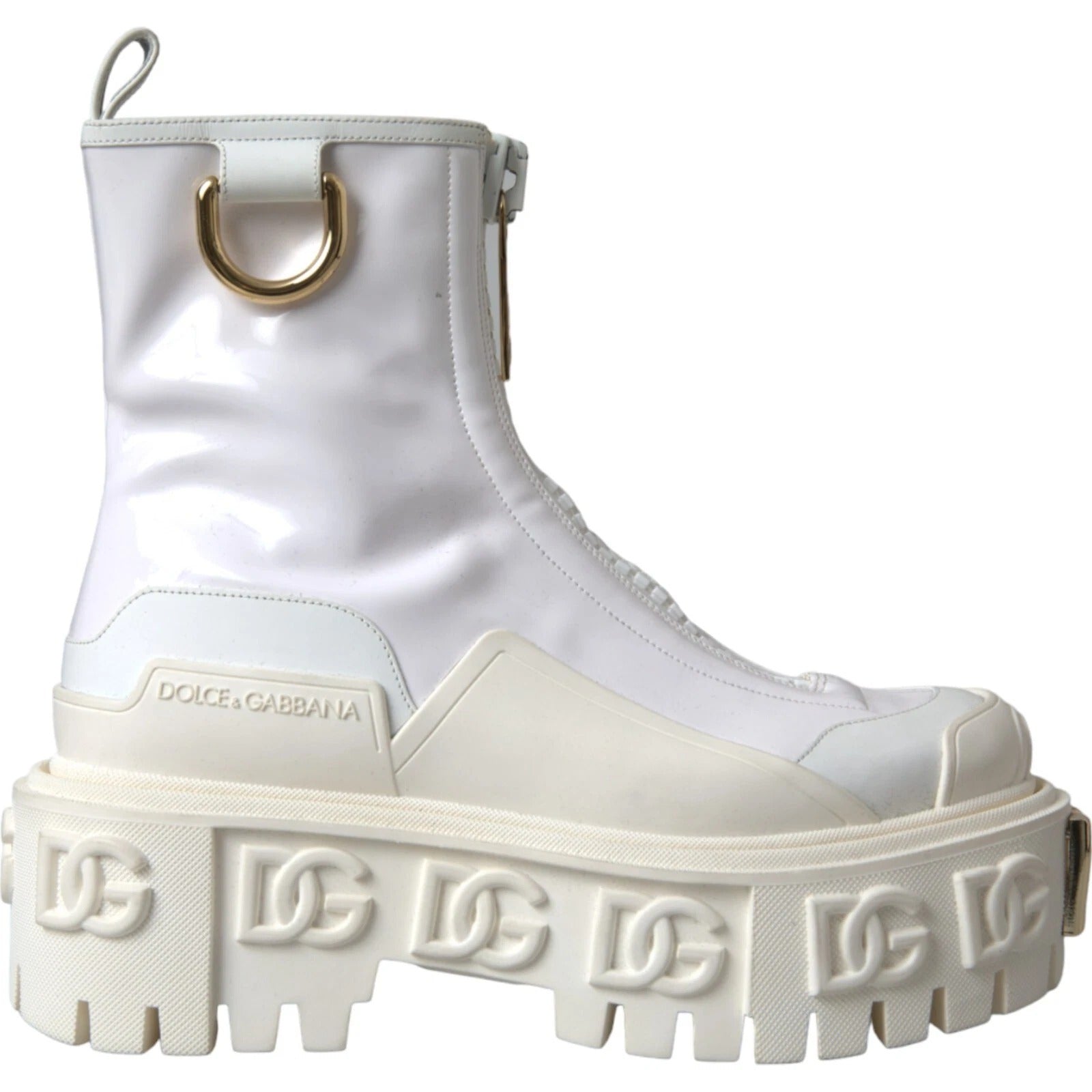 Botines Dolce & Gabbana de piel blanca con logo de goma