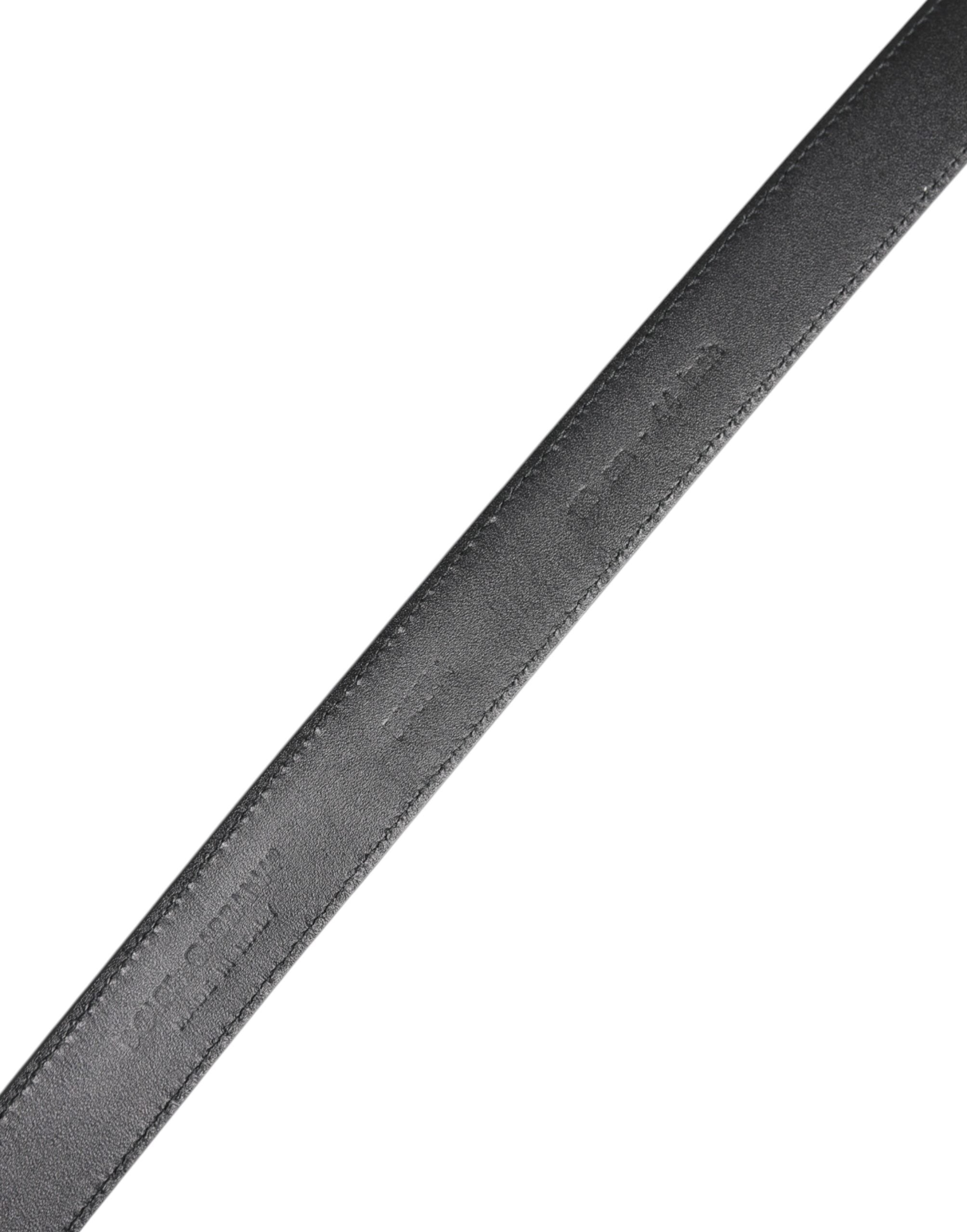 Dolce & Gabbana Black Calf Leather Classic Metal Buckle Belt