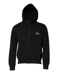 Dolce & Gabbana Black Logo Full Zip Hooded Men Sweatshirt Sweater