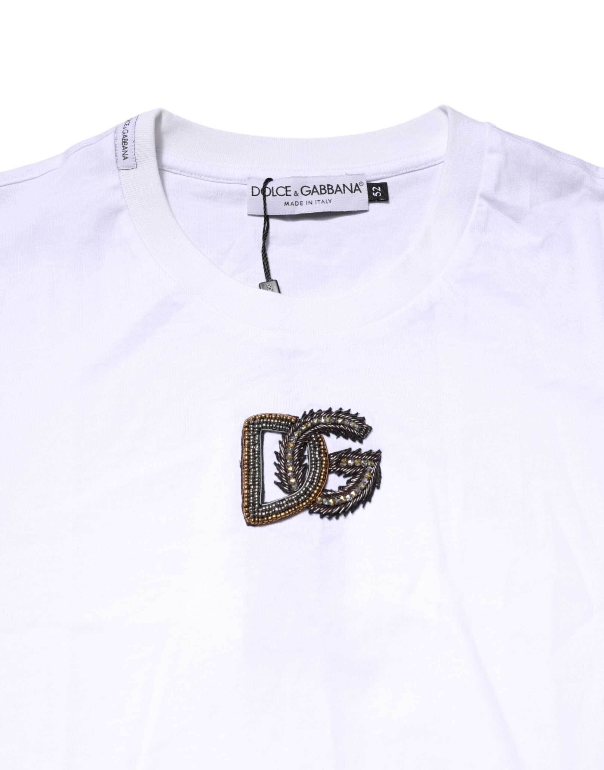 Camiseta Dolce & Gabbana blanca con cuello redondo y logo bordado