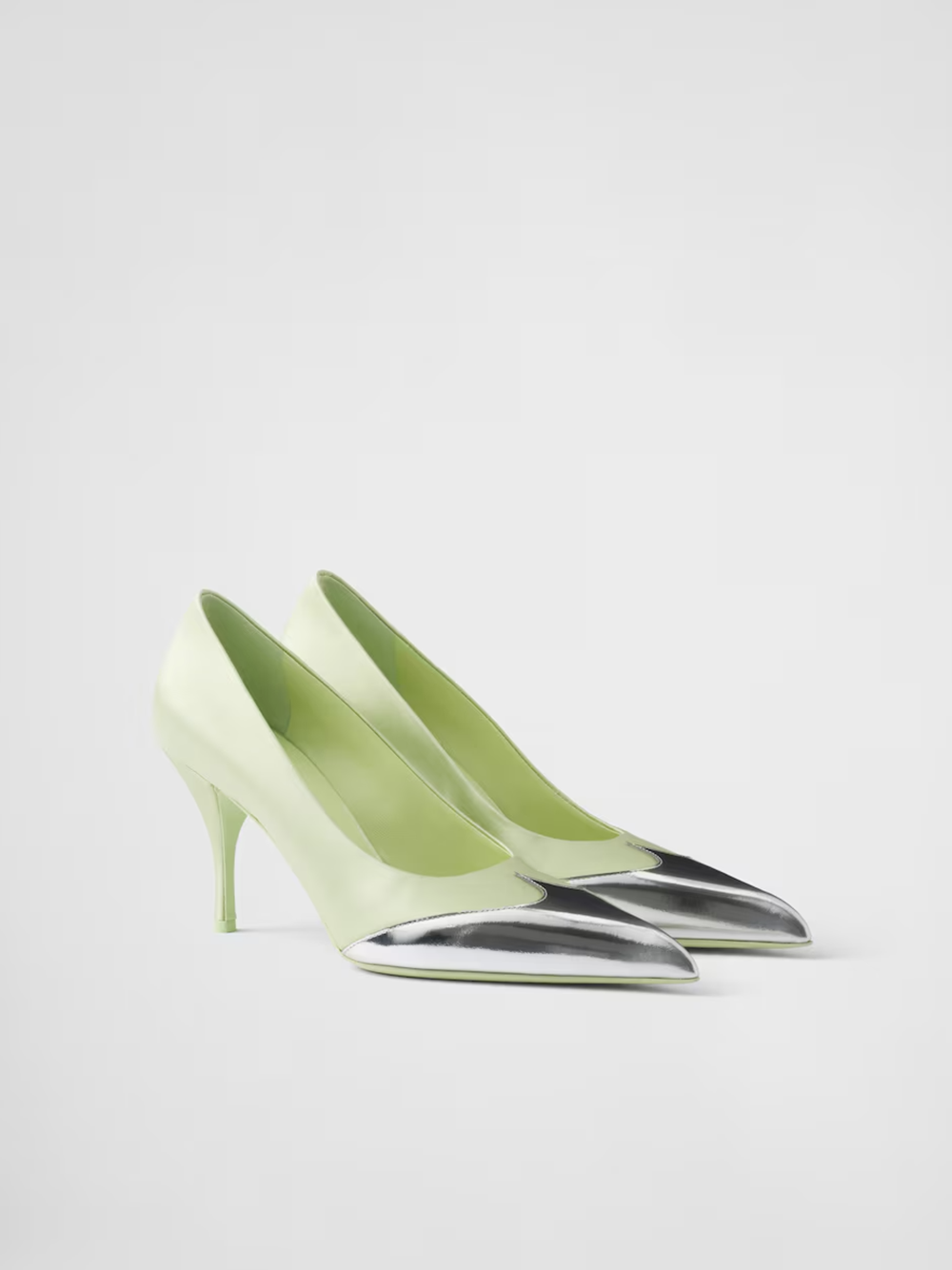 Prada Satin And Metallic Leather Pumps