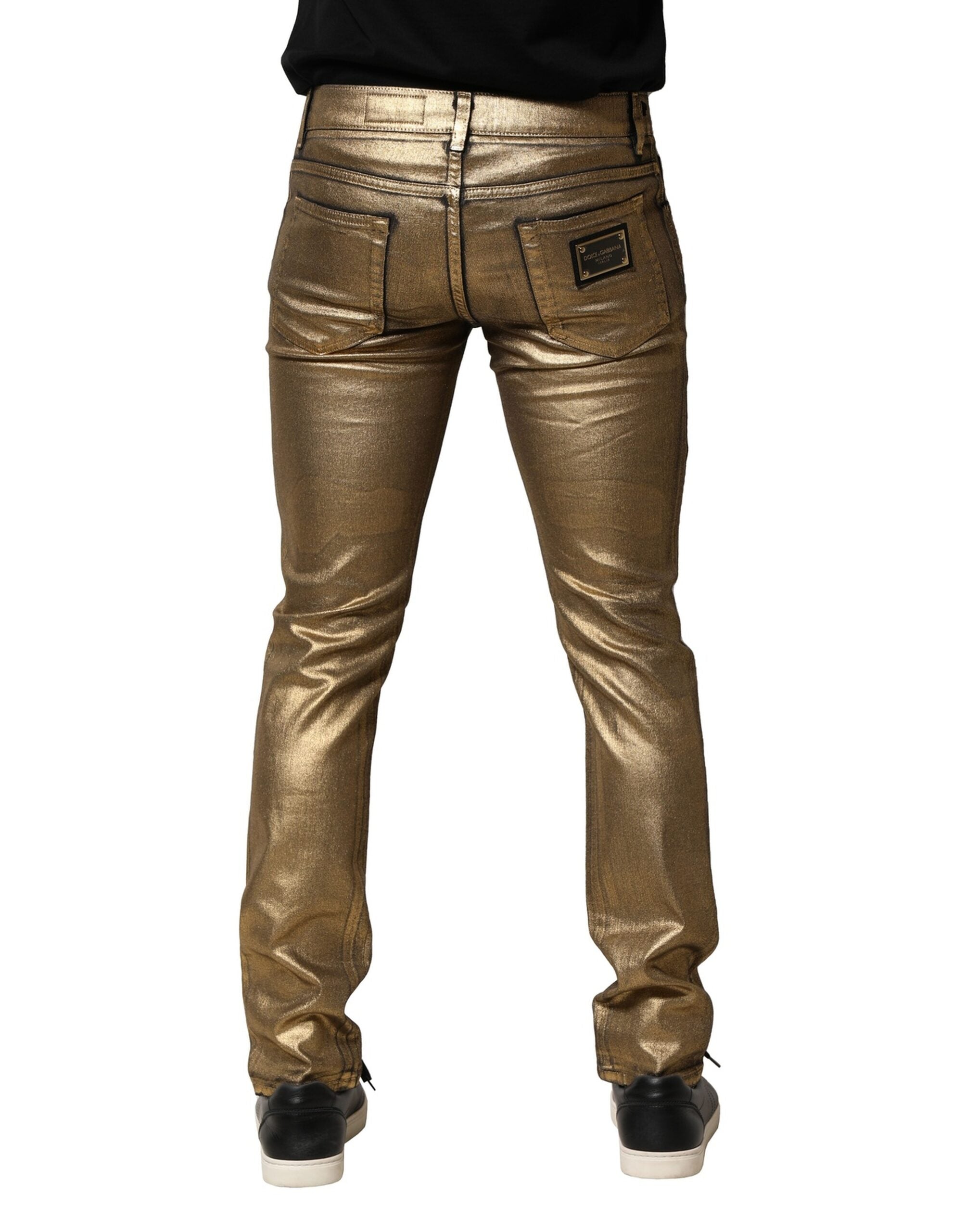 Vaqueros ajustados Dolce & Gabbana Gold Tattered de algodón elástico
