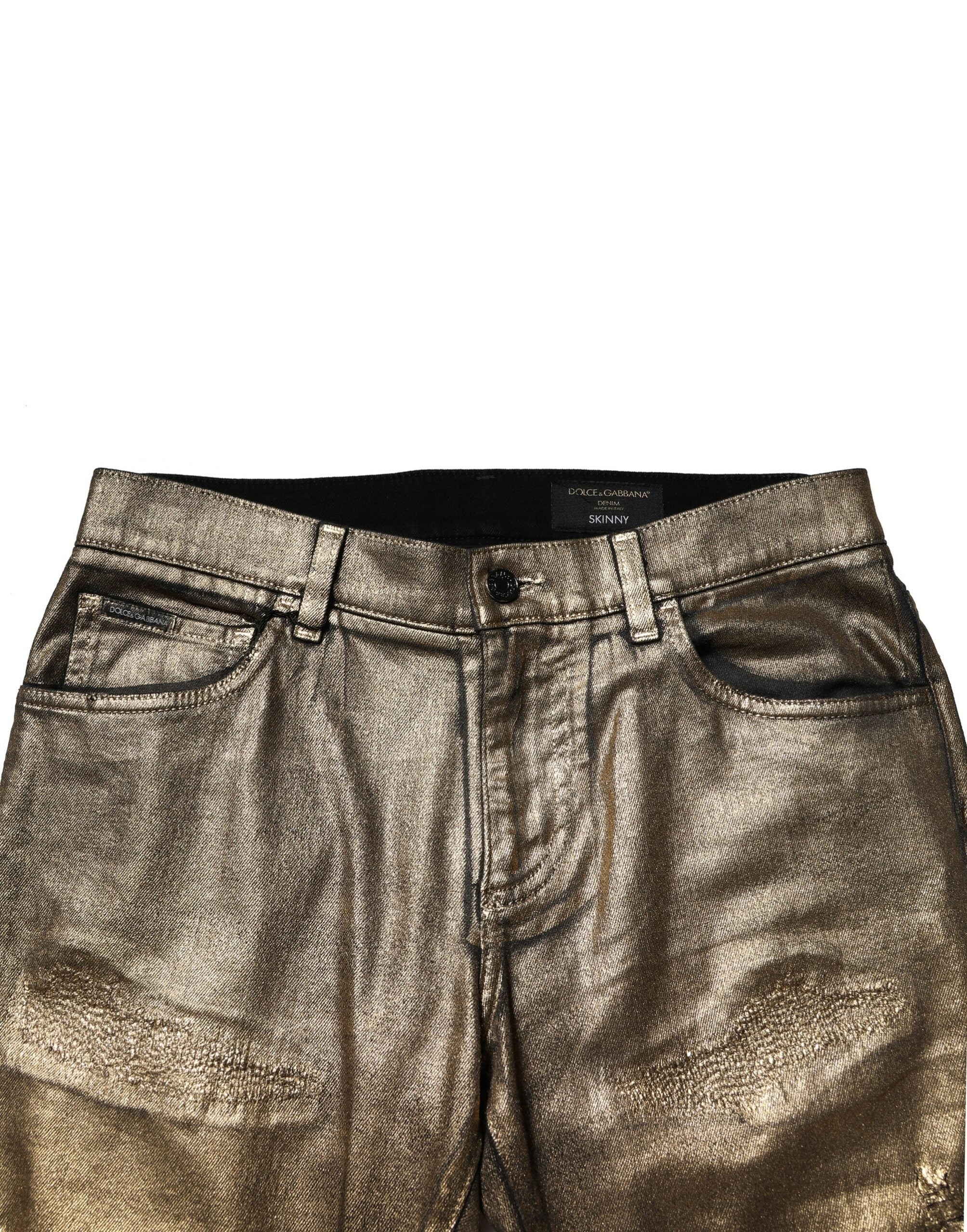 Vaqueros ajustados Dolce & Gabbana Gold Tattered de algodón elástico