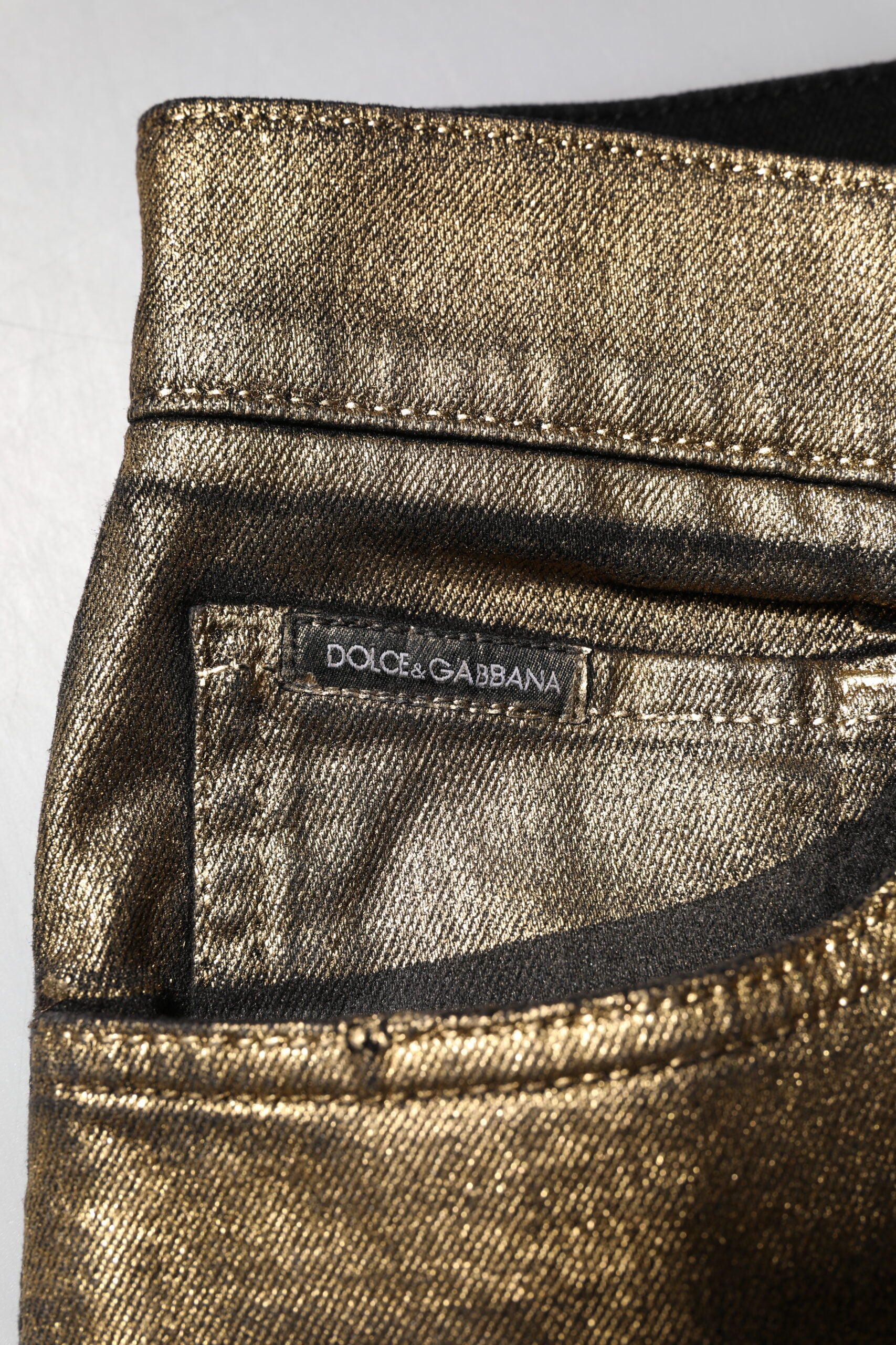 Vaqueros ajustados Dolce & Gabbana Gold Tattered de algodón elástico