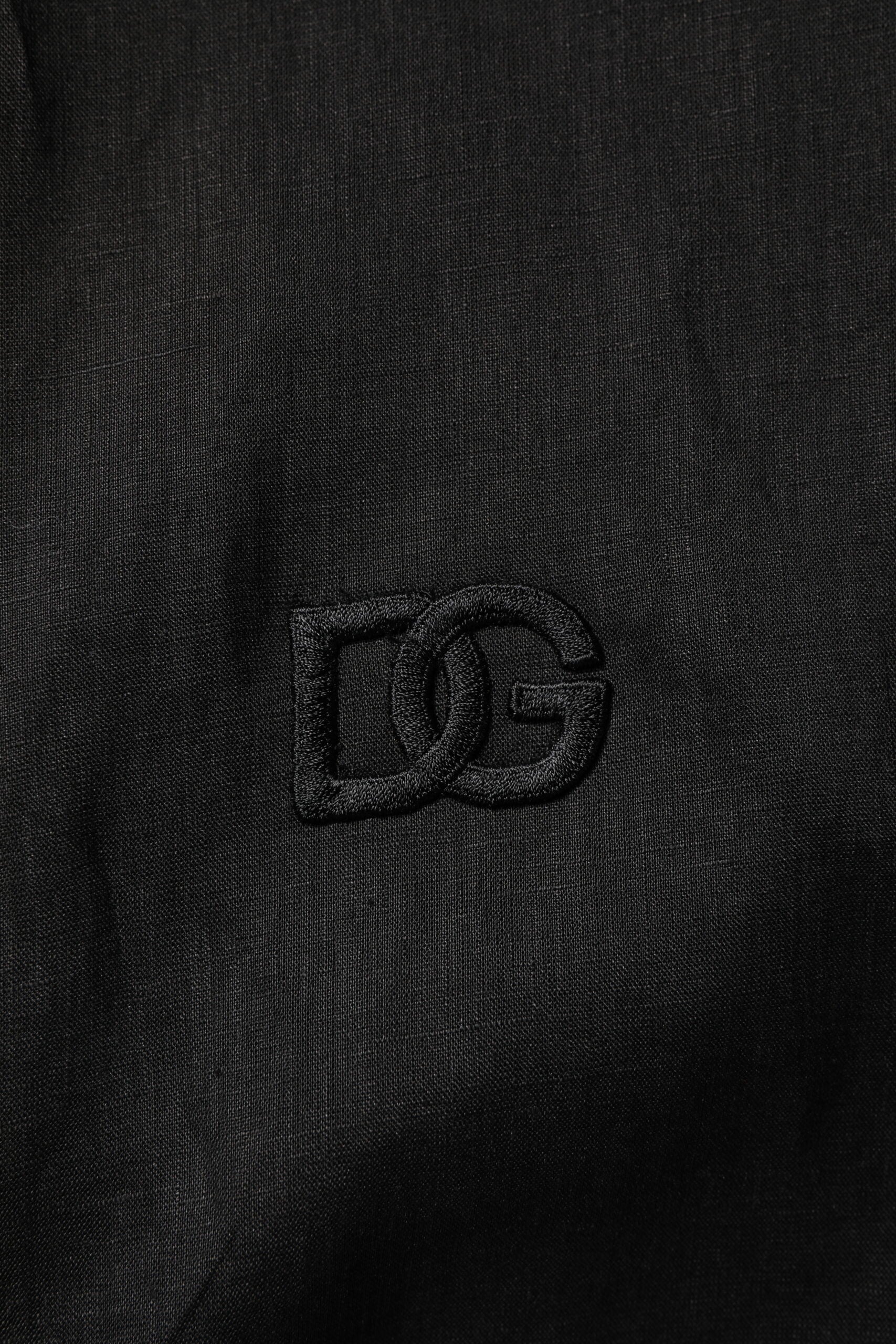 Dolce & Gabbana Black Linen Long Sleeves Men Casual Shirt