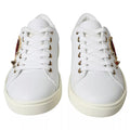 Zapatillas Dolce & Gabbana de cuero blanco con corazón dorado y rojo