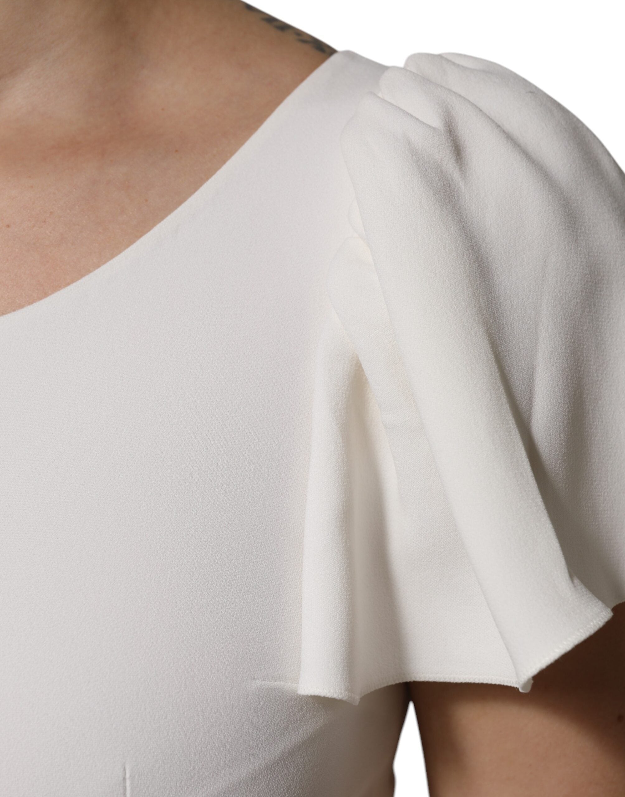 Dolce & Gabbana White Viscose Round Neck Short Sleeves Top