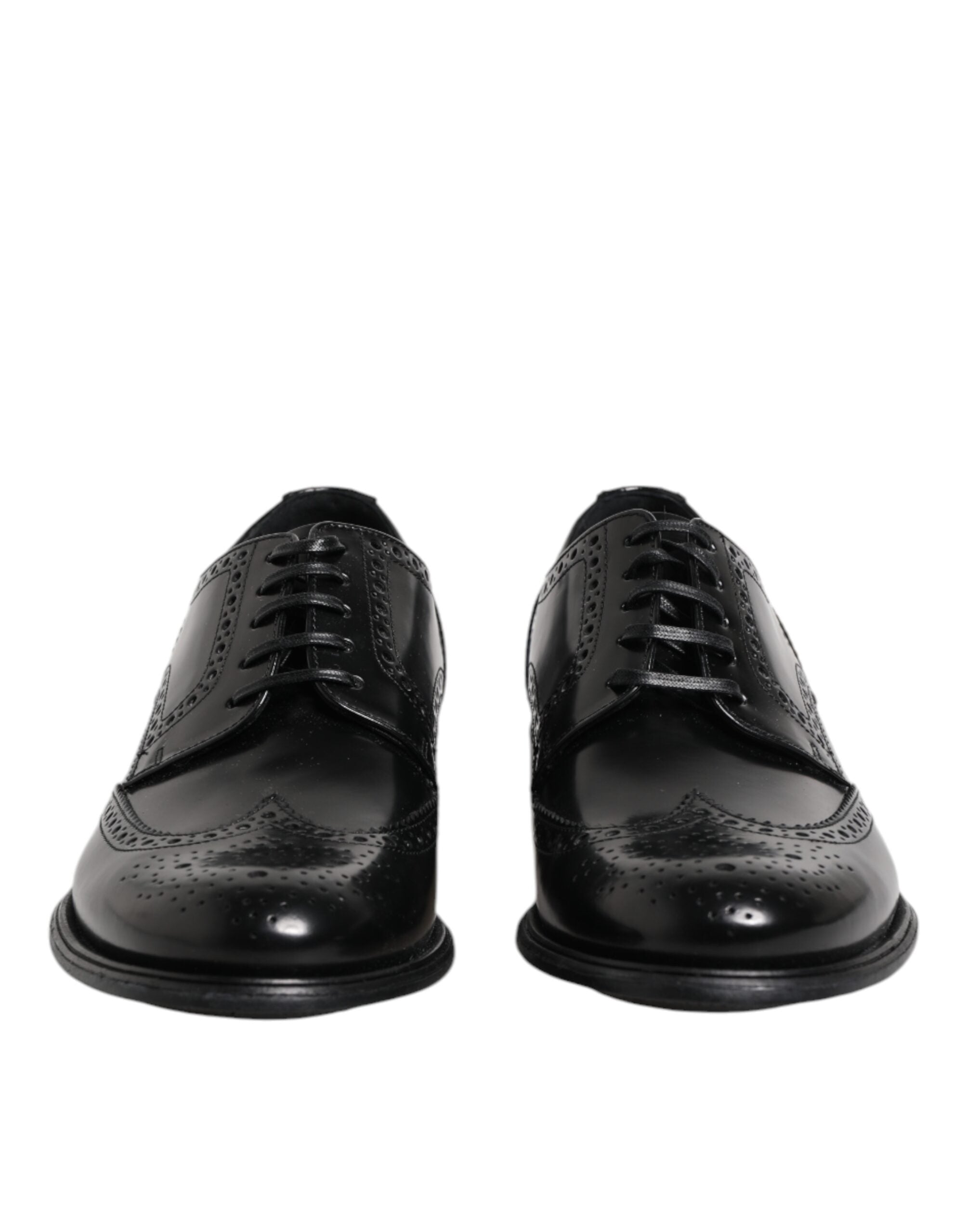 Dolce & Gabbana Black Leather Derby Wingtip Formal Shoes