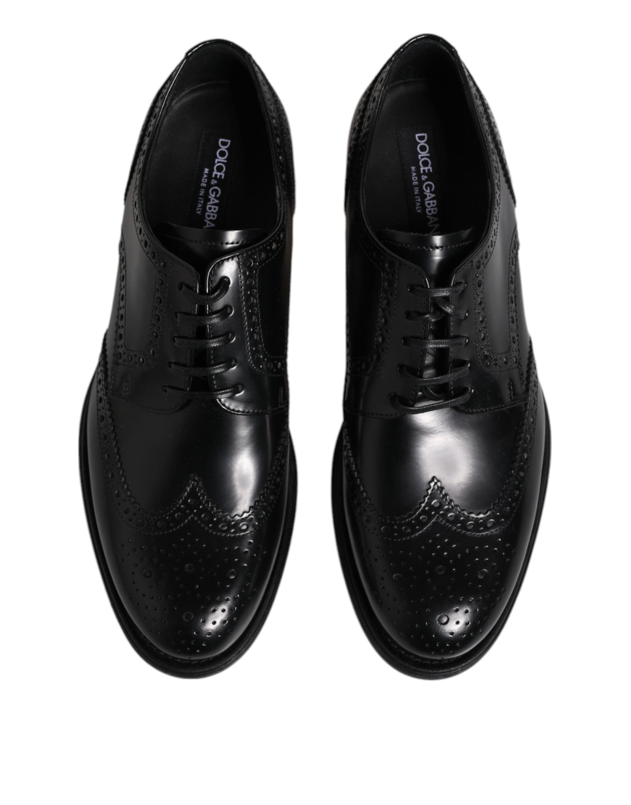 Dolce & Gabbana Black Leather Derby Wingtip Formal Shoes