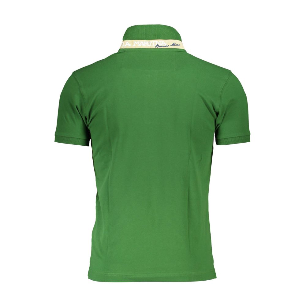 Polo La Martina verde elegante slim fit con detalle en contraste