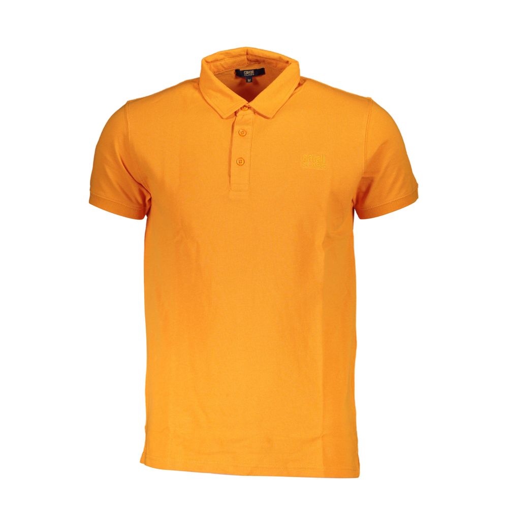 Cavalli Class Orange Cotton Men Polo Shirt