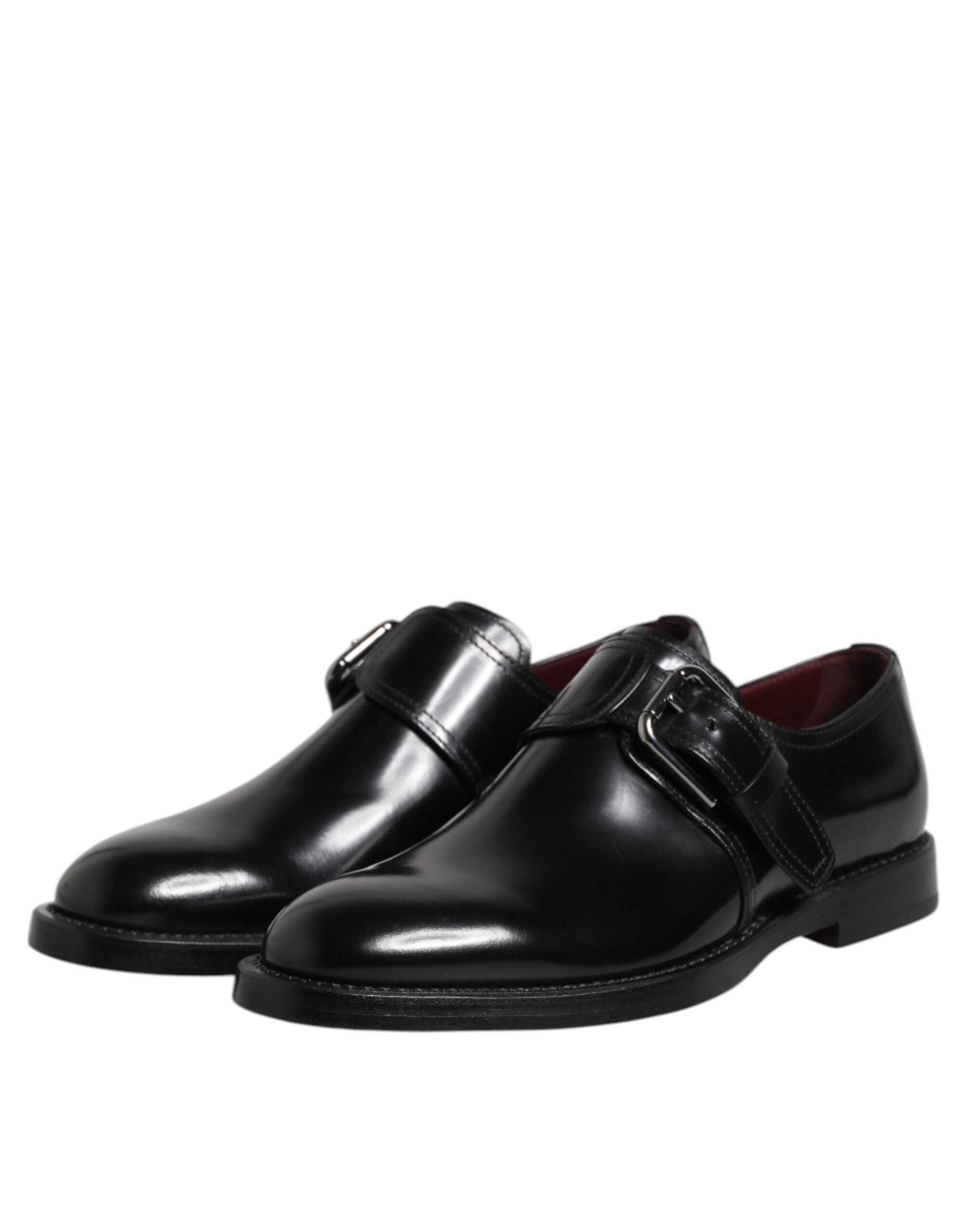 Dolce & Gabbana Black Leather Monk Strap Derby Formal Shoes