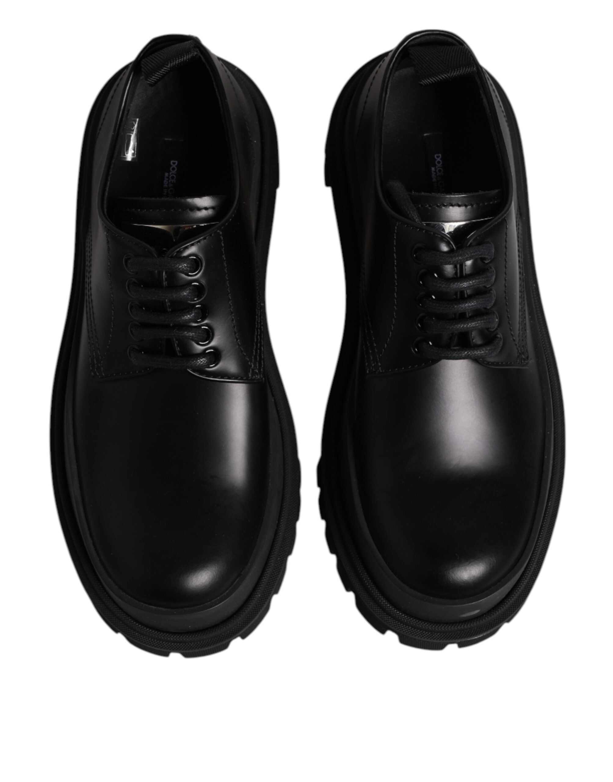 Dolce & Gabbana Black Leather Lace Up Derby Men Dress Shoes